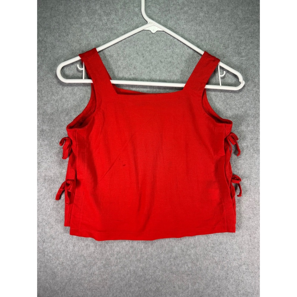 Stain*Zara Girls Red Side Tie Crop Tank Top Blouse Bows Size 9-10 Years